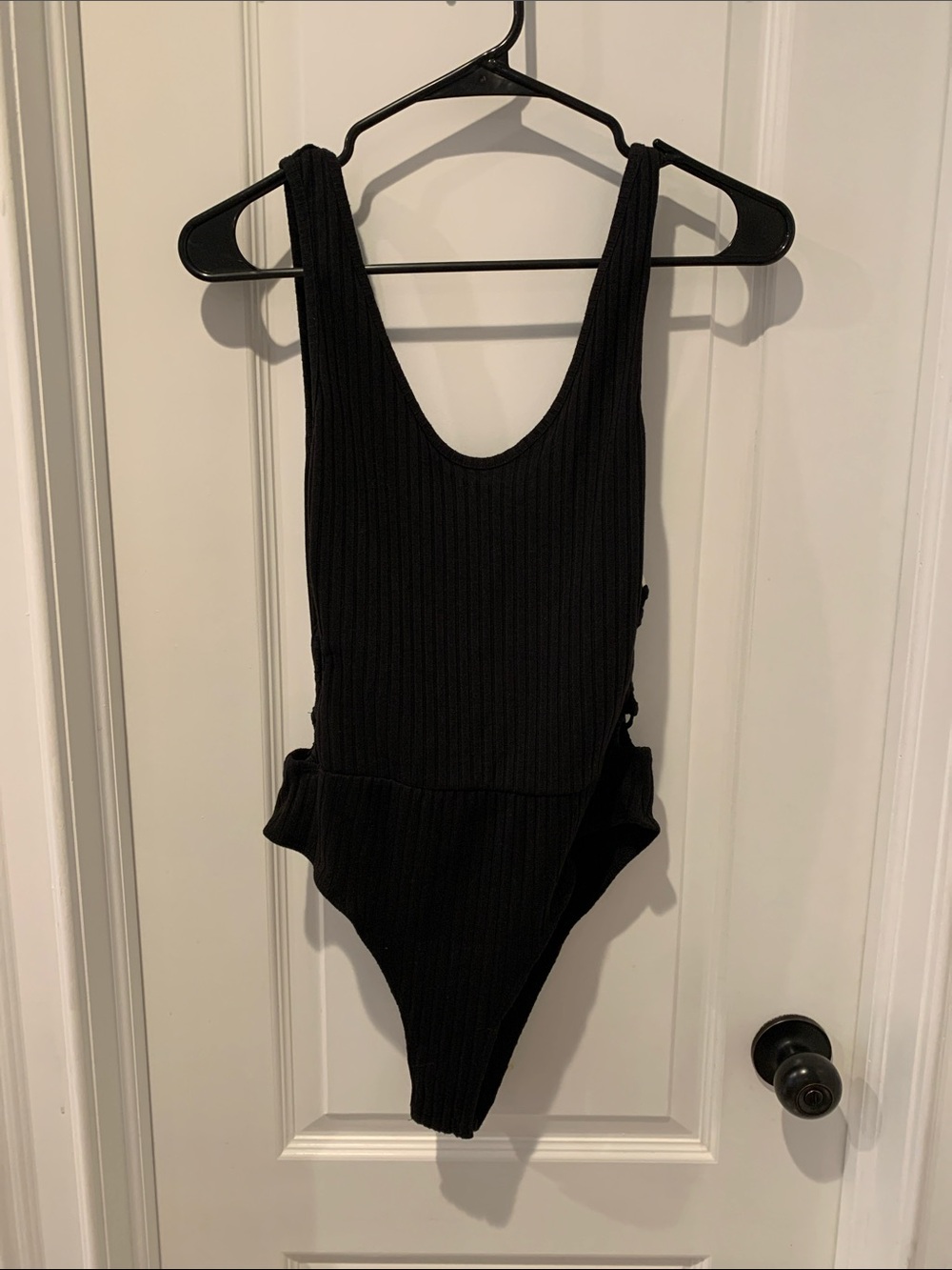 Black Ribbed Bodysuit